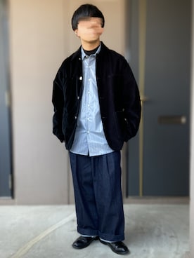 おます@低身長(159cm)さんの「LAMINATE STRIPE L/S SHIRTS（SHAREEF | シャリーフ）」を使ったコーディネート