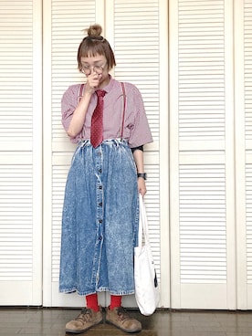 「SPINNS(スピンズ)のアイテム(トートバッグ)」を使った、ぽん。さん(レディース・158cm)の夏コーディネート