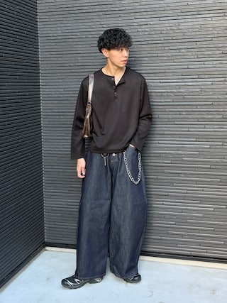 「WYM LIDNM(ウィム バイ リドム)のREFINED WAFFLE HENLEY NECK L/S TEE(Tシャツ/カットソー)」を使った、たいがさん(メンズ・172cm)の春コーディネート