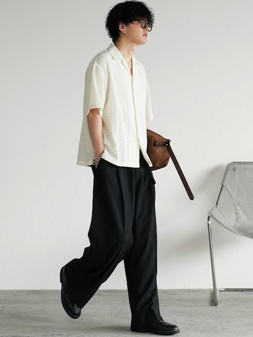 「WYM LIDNM(ウィム バイ リドム)のGENUINE LEATHER PLAIN DERBY SHOES(ドレスシューズ)」を使った、げんじさん(メンズ・175cm)の春コーディネート