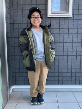 「adidas(アディダス)のアイテム(キャップ)」を使った、☁︎•ꇵ͒•`s☺︎+sa*॰¨̮さん(キッズ・132cm)の冬コーディネート