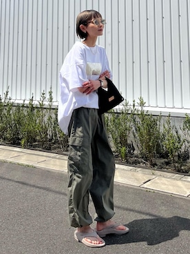 「OOFOS(ウーフォス)のアイテム」を使った、RIHOさん(レディース・150cm)の夏コーディネート