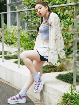 「NIKE(ナイキ)のアイテム(パンツ)」を使った、atmos pinkさん(レディース・163cm)の夏コーディネート