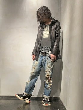 「gunda(ガンダ)のアイテム(ピアス(片耳用))」を使った、Yu-m@‼︎さん(メンズ・181cm)の冬コーディネート