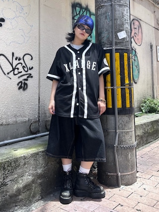 「XLARGE(エクストララージ)のBASEBALL JERSEY(Tシャツ/カットソー)」を使った、RICOさん(レディース・151cm)の春コーディネート