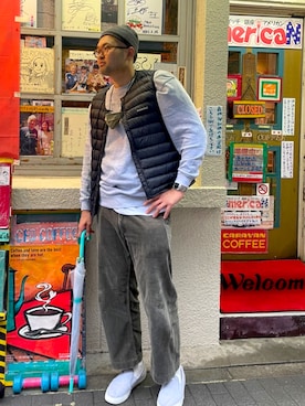 「NIKE(ナイキ)のアイテム(スリッポン)」を使った、デカ丸さん(メンズ・191cm)の秋コーディネート