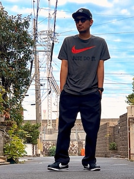「NIKE(ナイキ)のアイテム(トップス)」を使った、たくみみみさん(メンズ・180cm・40代)の夏コーディネート