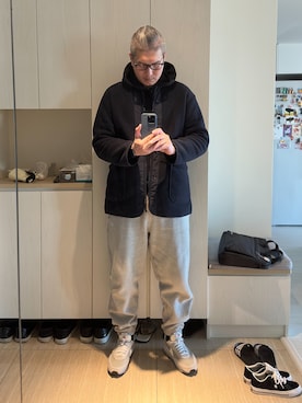 「NIKE(ナイキ)のアイテム(スラックス)」を使った、Brian HSUさん(メンズ・182cm・40代)の冬コーディネート