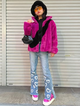 「NIKE(ナイキ)のアイテム(その他アウター)」を使った、ゆちゃぴ♡さん(キッズ・153cm)の冬コーディネート