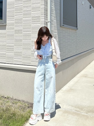 「RANDA(ランダ)のボレロニットカーディガン(カーディガン/ボレロ)」を使った、miyu Ӧさん(レディース・149cm)の春コーディネート
