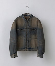 WYM LIDNM | VINTAGE WASHED DENIM ZIP MOTO JACKET(デニムジャケット)