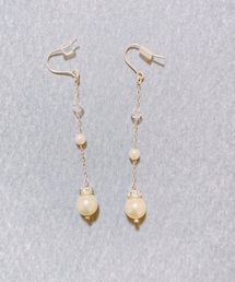 シルバーパール縦ピアス | ピアス（両耳用）