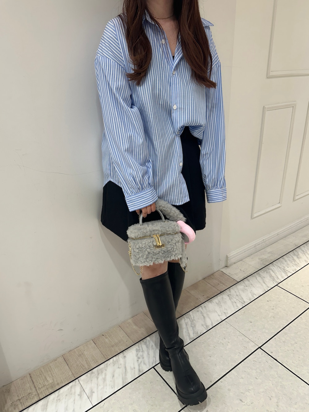 fu yuさんの「インヒールストレッチロングブーツ　229820（Heather）」を使ったコーディネートの2枚目の写真