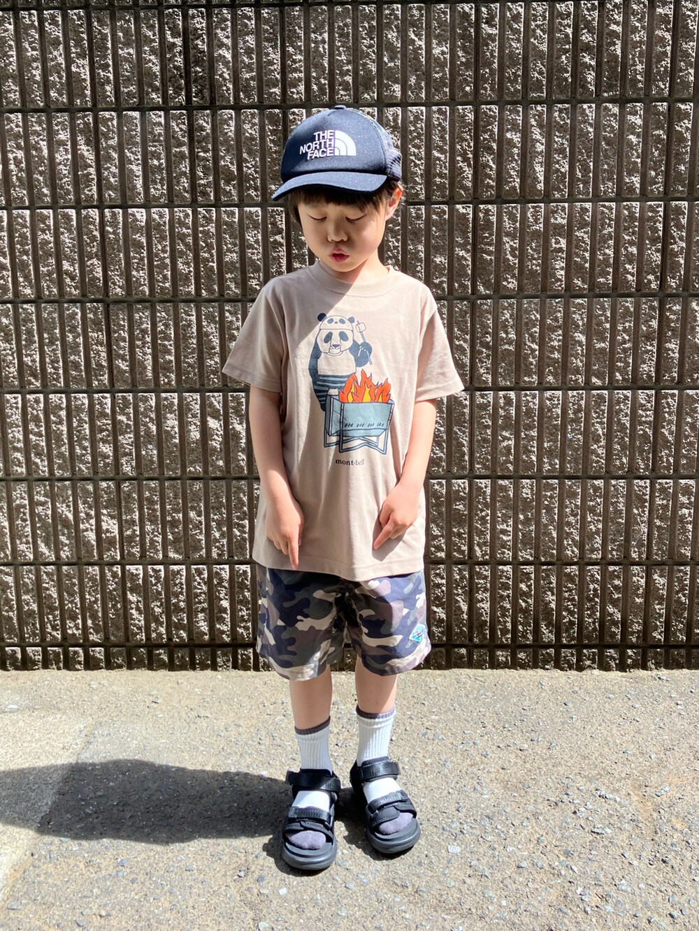 haru☺︎さんの「THE NORTH FACE / キッズ ノベルティ ロゴ メッシュ キャップ 21（50～56cm）（こども ビームス）」を使ったコーディネートの4枚目の写真