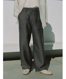 LIDNM | WOOL LINEN BELTED PANTS(カーゴパンツ)