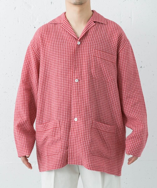 URBAN RESEARCH(アーバンリサーチ)の「『別注』Cale×URBAN RESEARCH ギンガムチェックカバーオール(シャツ/ブラウス・メンズ・PINK×RED・3/4)」の4枚目の写真