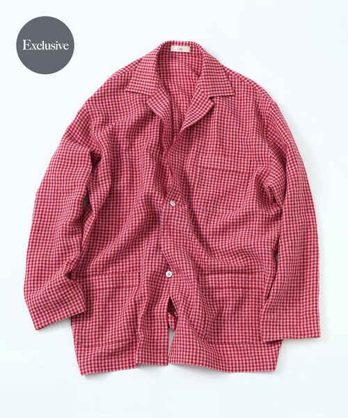 URBAN RESEARCH(アーバンリサーチ)の「『別注』Cale×URBAN RESEARCH ギンガムチェックカバーオール(シャツ/ブラウス・メンズ・PINK×RED・3/4)」の2枚目の写真