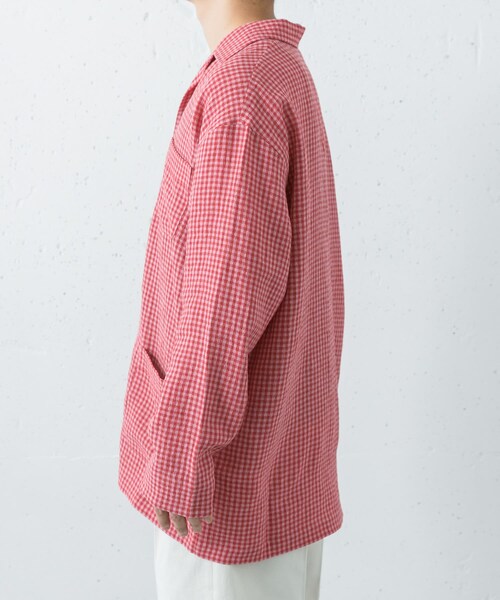 URBAN RESEARCH(アーバンリサーチ)の「『別注』Cale×URBAN RESEARCH ギンガムチェックカバーオール(シャツ/ブラウス・メンズ・PINK×RED・3/4)」の5枚目の写真