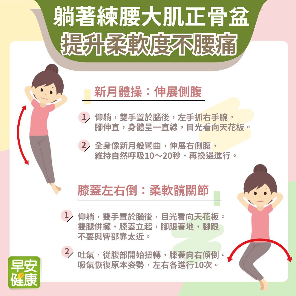 調整骨盆、提升柔軟度不腰痛！鍛鍊「腰大肌」2動作躺著練就可以