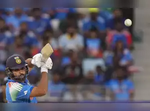 Dubai: India's Rohit Sharma plays a shot during the ICC Champions Trophy 2025 fi...