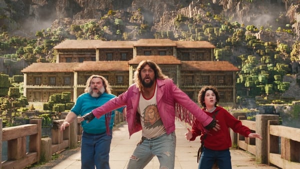Jack Black, Jason Momoa and Sebastian Hansen in A Minecraft Movie