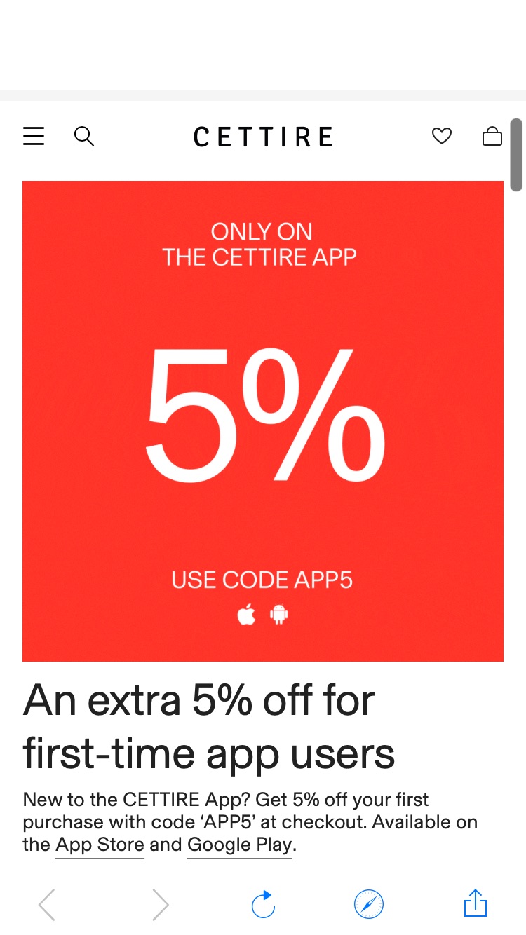 An extra 5% off for
first-time app users