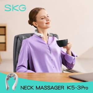 SKG20%+ R4VHZX7HNeck Massager with Heat, Electric Red Light Pulse Vibration Traction Neck Massager for Pain Relief Deep Tissue, 4D Portable Massager Neck Relaxer Women Men Gift Use at Home Office Car,K5-3 PRO