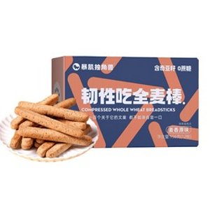 暴肌独角兽 韧性吃全麦棒 饼干 无糖 含奇亚籽 麦香原味 156g/盒