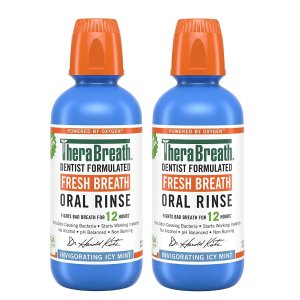 TheraBreathFresh Breath Dentist Formulated 24-Hour Oral Rinse, Icy Mint, 16 Ounce (Pack of 2)