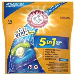 Arm & Hammer加入购物车3件结算，平均$1.9/件Plus OxiClean 五合一洗衣球