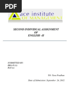 Second Individual Assignment OF English - Ii: Submitted By: Bba-Ii (A) Roll No