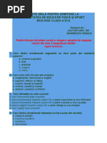 Teste Admitere Kinetoterapie