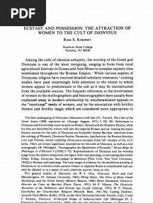 Ecstasy and Possession - The Attraction of Women To The Cult of Dionysus