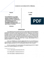 Judge Stacy Ruling in Thompson v. Heineman (RE: LB 1161)