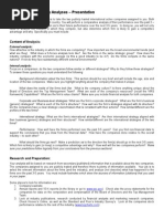 Comparative Company Analyses - Presentation: Content of Analysis