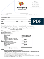 Birthday Party Registration Form