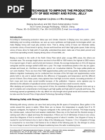 Systematic Technique To Improve The Production and Quality of Bee Honey and Royal Jelly
