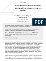 Pat Thompson Don Thompson v. Talquin Building Products Company, 928 F.2d 649, 4th Cir. (1991)