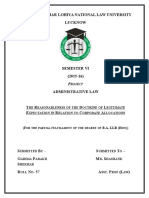 (F B.A. LLB (H) ) : HE Easonableness OF THE Octrine OF Egitimate Xpectation IN Elation TO Orporate Llocations