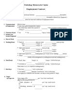 Workshop Motorcycle Center Employment Contract: Day(s) /week(s) / Month(s) / Year(s), Ending On