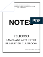 TSLB3093 Language Arts in The Primary ESL Classroom COMPLETE BRIEF SHORT NOTES