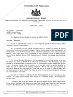 JUDICIAL CONDUCT BOARD Case No. 2017-439-NJ Re PENNSYLVANIA SUPREME COURT LETTER of September 1, 2017