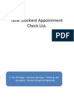 New Stockiest Appointment Check List