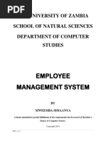 Employee Management System: The University of Zambia School of Natural Sciences Department of Computer Studies