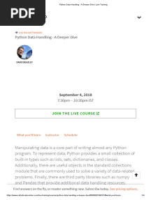 Python Data Handling - A Deeper Dive - Live Training