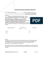 INDEMNITY BOND For Issue of Duplicate Share Certificate