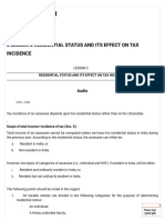 Tax Residential Status and Its Effect On Tax Incidence