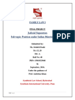 Judicial Separation Sub-Topic: Position Under Indian Matrimonial Laws