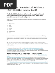Only Three Countries Left Without A ROTHSCHILD Central Bank