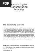 Accounting For Manufacturing Activities